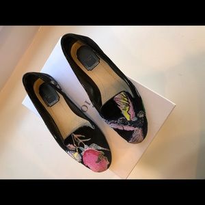 Dior floral black velvet flats
